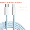 Luxo 60W PD Type-C para C para C para iPhone 15 MacBook Pro iPad Pro Fast Charging Cables para Samsung Xiaomi Huawei Dados 1m Fio Tipo C Melhor qualidade Sem caixa