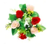 Dekorativa blommor konstgjorda roskrans blomma girland ring falsk bord bröllop arrangemang juldekoration