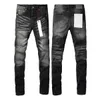 jeans empilés hommes de marque violette jeans designer hommes minces de moto maigres pantalon de moto pour hommes et pantalon denim de taille moyenne