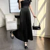 Jupes Surmiitro Femmes Maxi Jupe plissée 2024 Spring Summer Vintage Metal Color Longue une ligne haute taille Femme