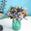 Decoratieve bloemen herfst kunstmatige zijden pioenroos roze hydrangea boeket home decoraties feest bruid bruid nep planten