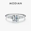Cluster Rings MODIAN 1.0CT D Color Lab Diamond Round Moissanite Ring 925 Sterling Silver Wedding Engagement Band Jewelry For Women Gifts