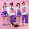 Abiti da ragazza Hip Hop Kids Cute Top Solid Sport Pants Girl Spazzate Sweet Colorful Boys Boys Street Dance Cash Children Set di stretwear L240402