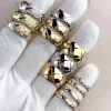 2024 Sterling Sier Diamond Band Women Shining Crystal Stone Designer Rhombus Ring Wedding Jewelry Couple Rings for Men