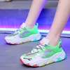 Fitnessschuhe Designerinnen Frauen Chunky Sneakers Plattform Schnürung grünes lässiges Frau Mesh atmungsaktivem Modebaker weiblicher Trainer 2024