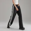 Pantalon féminin Spring Summer Black Elastic Side Side Striped Jogger Streetwear