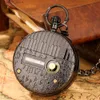 Pocket Watches Steampunk retro music pocket with crocodile pattern design large-sized quartz music door decoration pendant pocket clock with chain L240402