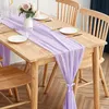 10st/set 30*300 cm Chiffon Table Runner Wedding Sheer Gaher Dining Table Decoration Boho Wedding Engagement Party Tracloth 240325