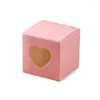 Gift Wrap 5 5cm 50pcs Small Boxes With Clear Window Pink Packing Box For Cosmetic Jars