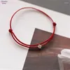 Strand 1pc Mini Frases de quatro folhas Red Thread String Bracelet Lucky Handmade Ride Charme para homens jóias de homens