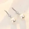 Orecchini penzolanti Fine Silver Placted Crystal Noble Zircone Pearl Ciondoli per donna Engagement Princess Wedding Luxury Cute