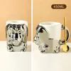 Tasses 1pc créative stéréo chien café tasse de dessin animé thé animal gold plaquette argent céramique tasse couple cadeau avoine à la maison décoration intérieure