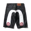 Evisue джинсы M-образная вышивка короткая прямая трубка Широкие штаны для ног хип-хоп y2k edge size 28-40