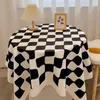 Table Cloth Checkerboard Plaid Round Tablecloth Light Luxury Premium Sense Of Dining Art Coffee Pads Desk Cloths