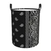 Laundry Bags Black And White Paisley Chicano Bandana Style Hamper Large Clothes Storage Basket Toys Bin Organizer For Nursery