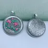 Pendants Vintage National Style Round Pendant Enamel Colored Lotus Flower Heart Sutra Two-sided Necklace Classic Silver 925 Jewelry