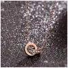 Colliers pendants Numéros romains 18K Rose Gold Fashion Femme Femme Choker Jewelry Titanium Steel Double Circle Crystal Diamond Bracele DHCB1