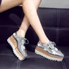 Dress Shoes Brand Punk Street Fashion Black Gothic Style Girls Cosplay Platform High Heels Star Sneakers Wedges Woman Pumps Silver