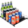 Kök Storage Self-Pushing Drink Organizer för kylskåp kan kylskåpsbredd justerbar dryck dispenseröl