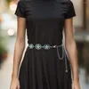 Belts A Metal Five Petal Flower Waist Chain Women's Oval Hollow Skirt Beach Play Belt Retro Street Party