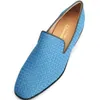 Lässige Schuhe Qianruiti Männer Blaues Weben-Slip-On-Slattern Prom Hochzeitswohnungen Vintage-Stil für EU39-47
