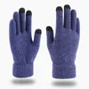 Gants de cyclisme d'hiver les hommes tricotés chauds full doigts tactile
