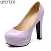 Chaussures habillées qplyxco 2024 Couleur de bonbon de mode grande petite taille 31-47 Patent Le cuir féminin haut talon sexy dame Pompes de printemps 99-10