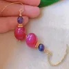 Boucles d'oreilles en peluche Fashion Fuchsia Banded Banded Agate Purple Chalcedony Gold Stud Custom Chandelier Party Bridal Fabriqué