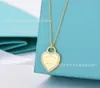Designer-Marke Tiffays selbe emaillierte Herzform-Key-Kette Frauen Leichte Luxus Windblau Herzrosa Liebe Schlüsselbein Schlüsselanhänger