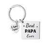 Acier inoxydable Custom papa maman grand-père fils carré Keychain Blanks Wholesale Laser Imprimée en métal Gravable Habillement de clés mental chaîne mentale