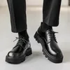 Casual Shoes Man Japan Harajuku Korean Office Fashion White Business Wedding Leather Shoe Men Platform Streetwear Vintage Cargo