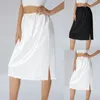 Jupes pour femmes à moitié glisses élastiques couleurs solides en satin ciblé jupe de garniture en dentelle sous robes bottomage mini robe glissante jupon
