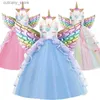 Mädchenkleider Kleid für Mädchen Geburtstagsfeier Kleidung Brodery Blumenballkleid für Kinder Regenbogen formelle Prinzessin Kinder Kostüm L240402