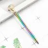 En gros, nouveau Big Diamond Crystal Ballpoint Pens Rainbow Metal Gradient Pen Bureau de l'école