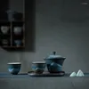 Theeware sets inkt porselein deksel deksel bowl thee set kleine één pot twee kopjes eenvoudige droge giet Chinese gaiwam