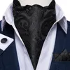 Bow Ties Vintage Ascot Tie Luxury British Gentleman Polyester Soft Neck For Men Tuxedo Accessories Black Solid Paisley Cravat Dibangu