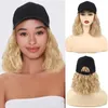 Ball Caps Fashion Womens Black Baseball Cap With Short Curly Hair Together