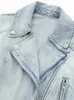 Nlzgmsj kvinnor Autumn Winter Denim Coat Lapel Long Sleeve Short Jackets Lady Chic Loose Streetwear Jacket 240401