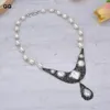 Collane a ciondolo GG gioielli da 18 '' White Rice Pearl Keshi Collana Biwa