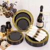 Diminuiço descartável 210pcs Black and Gold Placas - Guardana