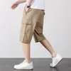 Short masculin 2024 Été cargo masculin pantalon militaire de genou zipper poche coton jogger de taille élastique