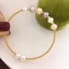 Bracelet pour femmes enrouler 14k bonbons plaqués or 6-7 mm d'eau douce nacre bracelet gouttes de gouttes