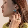 Boucles d'oreilles Wong Rain 925 Sterling Silver Flower Aquamarine Gemstone Sparkling for Women Elegant Eard Stads Bijoux Anniversaire Giftary