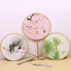 Figurines décoratives 1pcs Vintage Flower Lotus Leaf Round Tissu rond Lady Hand Craft Fan Style chinois Portable pour le mariage Dance