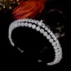 Wedding Hair Jewelry ASNORA Luxury Cubic Zirconia Bridal Wedding Crown Long Tiaras Marquise Cut Zircon CZ Prom Coronet Crystal Hair Jewelry L46