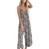 2024 New Summer Women's Jumpsuit Suspender Sexy Wide Leg Casual Printed Pants