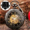 Pocket Watches Retro Luxury Mechanical Pocket Mens Christmas Gift Retro Hand Wrapped Metal Digital Display Manual Pocket Timing L240402