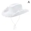 Boinas de garotas largura Brim Fedora Girl não tecido chapéu de cowboy rosa ocidental para festa temática