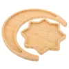 Dinnerware Conjunta 2 PCs Bread Pan bandeja resistente a desgaste da lua de frutas Platter Sobersert Cake Bamboo Child