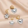 Orecchini per borchie Flola Gold/argento Colore Bubble Heart for Women Solled Star Ear Studs CZ Gioielli Regali Ersz16